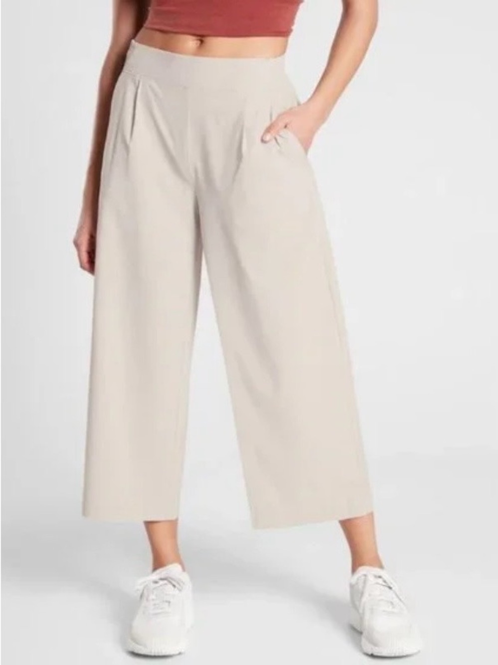 Athleta Brooklyn Wide Leg Crop Pant Abalone Gray Size 12 Gorpcore Utility